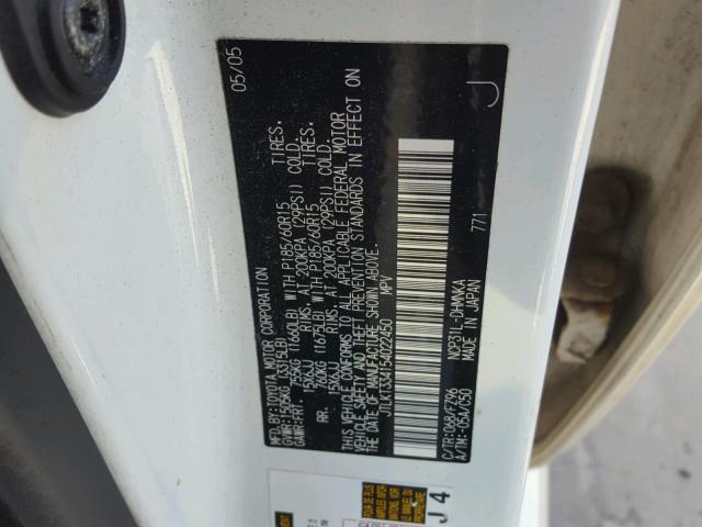 JTLKT334154022450 - 2005 TOYOTA SCION XB თეთრი ფოტო 10