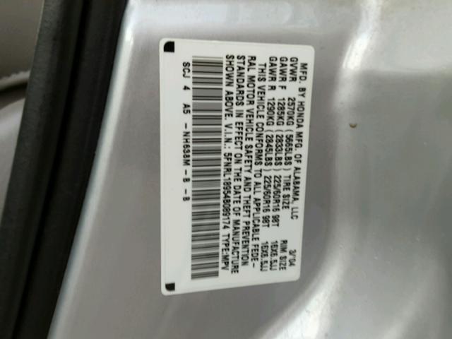 5FNRL18954B089174 - 2004 HONDA ODYSSEY EX SILVER photo 10