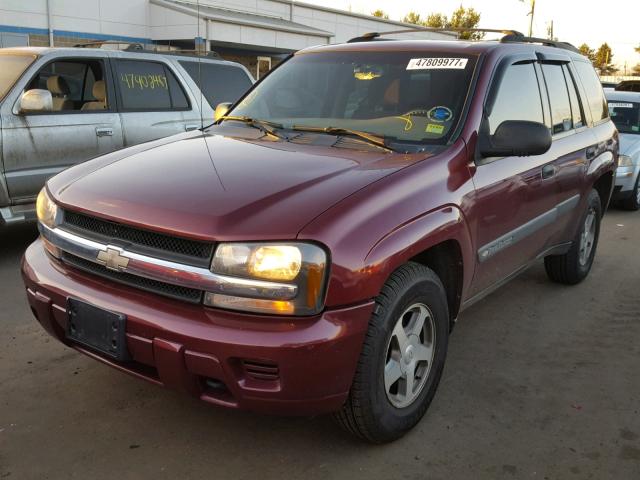 1GNDT13S842287665 - 2004 CHEVROLET TRAILBLAZE MAROON photo 2