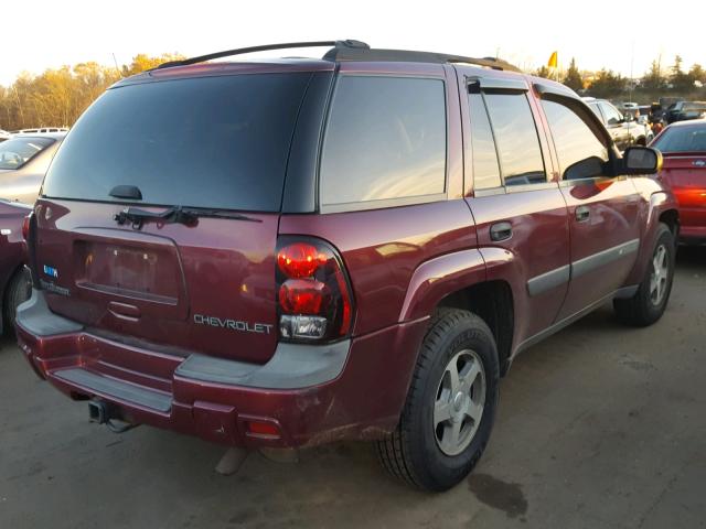 1GNDT13S842287665 - 2004 CHEVROLET TRAILBLAZE MAROON photo 4