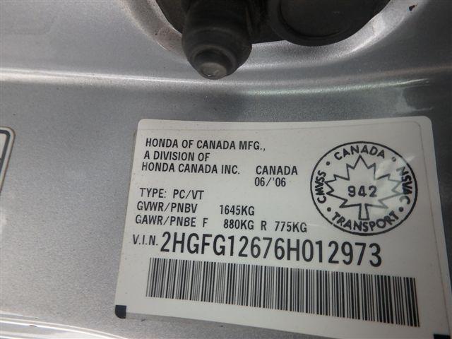 2HGFG12676H012973 - 2006 HONDA CIVIC LX SILVER photo 9