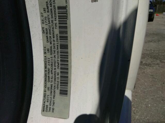 3VWFF31Y87M412895 - 2007 VOLKSWAGEN NEW BEETLE 白色 照片 10