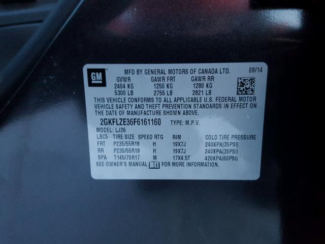 2GKFLZE36F6161160 - 2015 GMC TERRAIN DE CHARCOAL photo 10