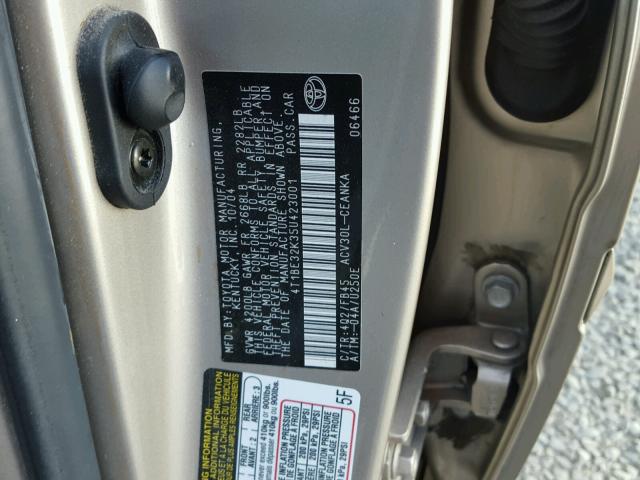 4T1BE32K35U423001 - 2005 TOYOTA CAMRY LE BEIGE photo 10