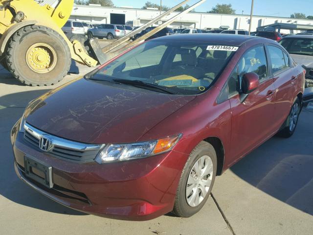 19XFB2F57CE352250 - 2012 HONDA CIVIC LX MAROON photo 2