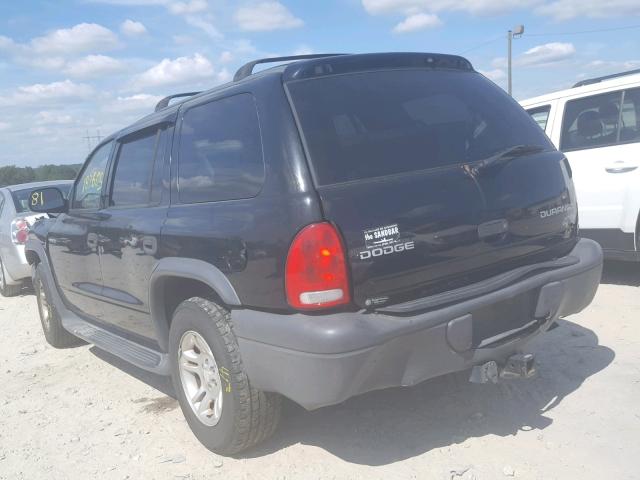 1D4HR38N83F614258 - 2003 DODGE DURANGO SP BLACK photo 3