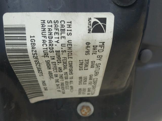 1G8AZ52F65Z166271 - 2005 SATURN ION LEVEL BLUE photo 10