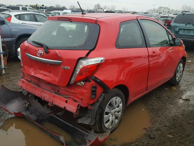 JTDJTUD38DD567417 - 2013 TOYOTA YARIS RED photo 4