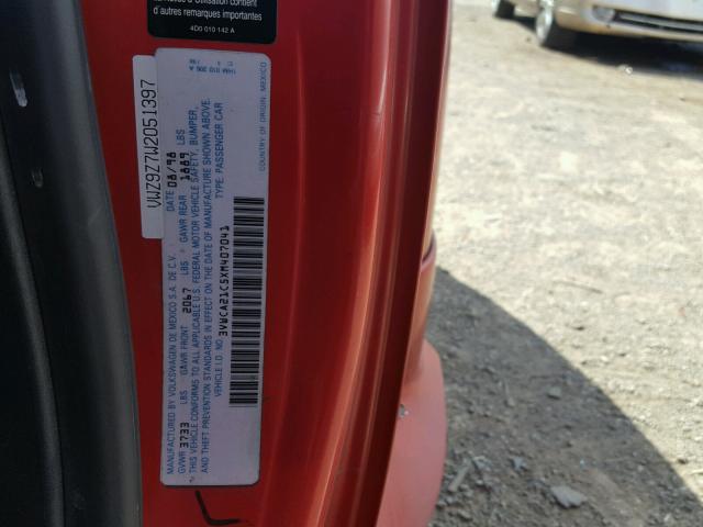 3VWCA21C5XM407041 - 1999 VOLKSWAGEN NEW BEETLE 红色 照片 10