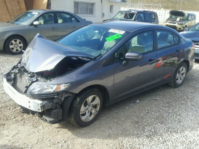 2HGFB2F53EH545908 - 2014 HONDA CIVIC LX GRAY photo 2