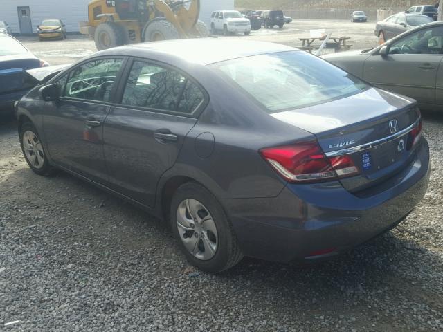 2HGFB2F53EH545908 - 2014 HONDA CIVIC LX GRAY photo 3