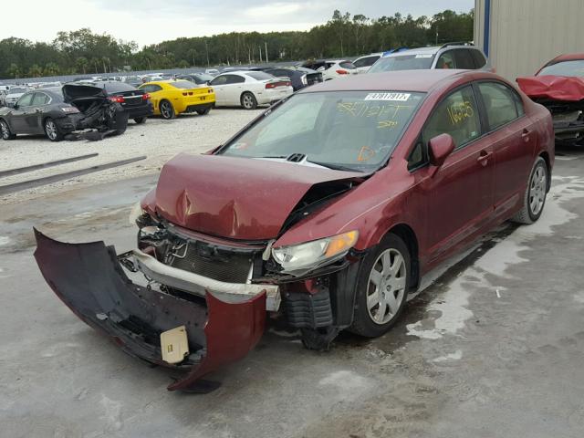 1HGFA16508L118917 - 2008 HONDA CIVIC LX RED photo 2