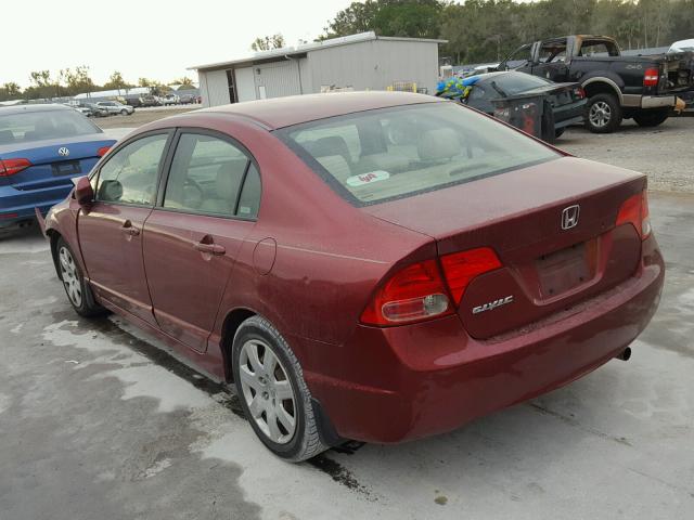 1HGFA16508L118917 - 2008 HONDA CIVIC LX RED photo 3