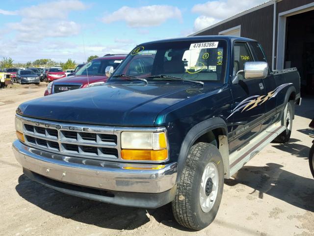 1B7GG23X8PS177599 - 1993 DODGE DAKOTA GREEN photo 2