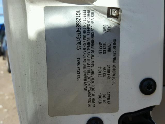 1G1ZS58F47F317545 - 2007 CHEVROLET MALIBU LS თეთრი ფოტო 10