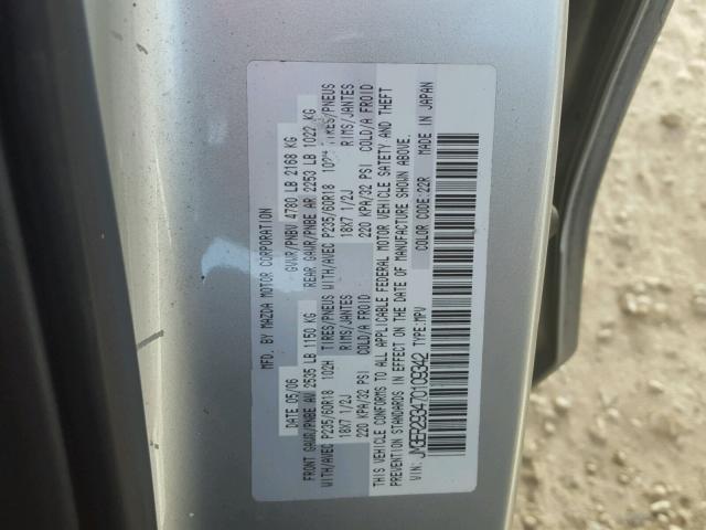 JM3ER293470109342 - 2007 MAZDA CX-7 SILVER photo 10