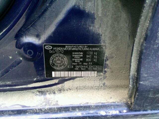 5NPDH4AE3DH236694 - 2013 HYUNDAI ELANTRA GL BLUE photo 10