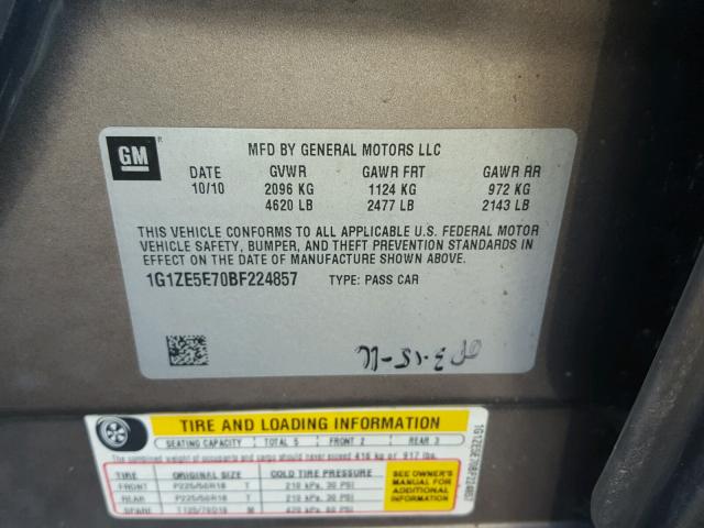 1G1ZE5E70BF224857 - 2011 CHEVROLET MALIBU LTZ 棕色 照片 10