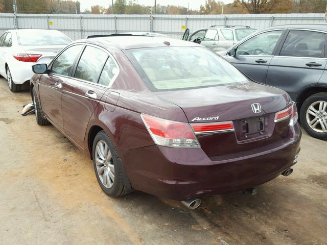 1HGCP3F86CA017201 - 2012 HONDA ACCORD EXL BURGUNDY photo 3