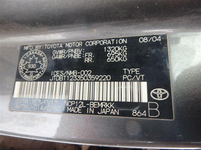 JTDBT123350359220 - 2005 TOYOTA ECHO CHARCOAL photo 9