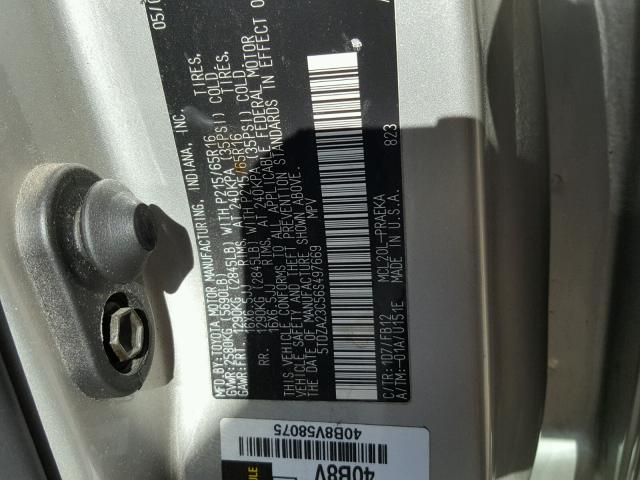 5TDZA23C56S497669 - 2006 TOYOTA SIENNA CE SILVER photo 10