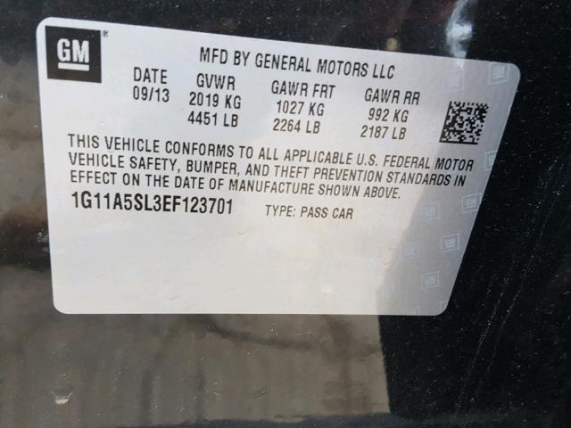 1G11A5SL3EF123701 - 2014 CHEVROLET MALIBU LS Qara foto 10