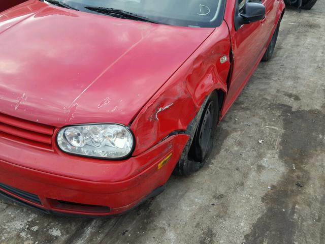 9BWFB61J924044577 - 2002 VOLKSWAGEN GOLF GL RED photo 9