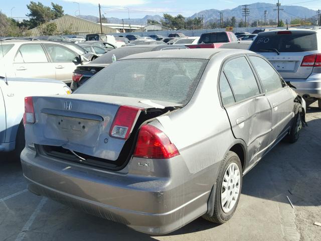 2HGES16555H593996 - 2005 HONDA CIVIC LX GRAY photo 4