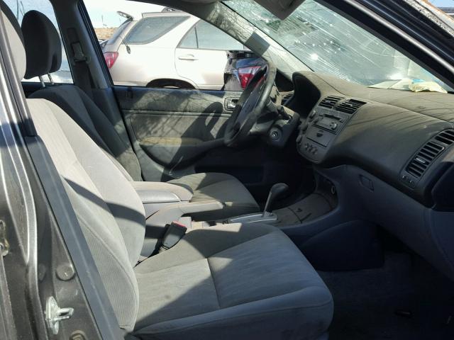 2HGES16555H593996 - 2005 HONDA CIVIC LX GRAY photo 5