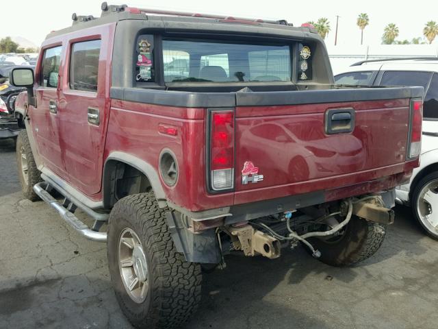 5GRGN22U25H103083 - 2005 HUMMER H2 SUT MAROON photo 3