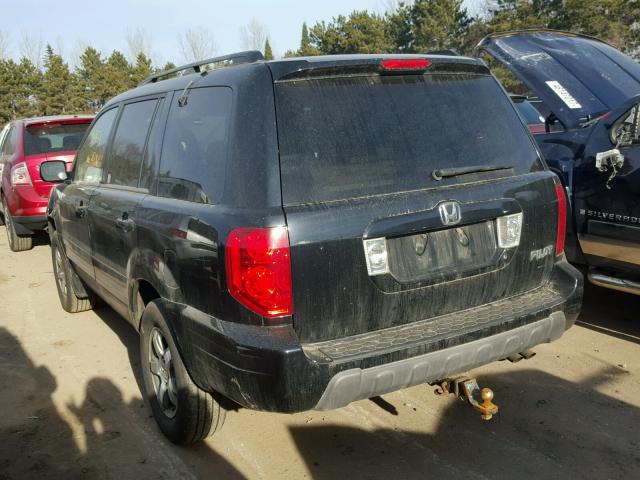 2HKYF18635H526777 - 2005 HONDA PILOT EXL BLACK photo 3