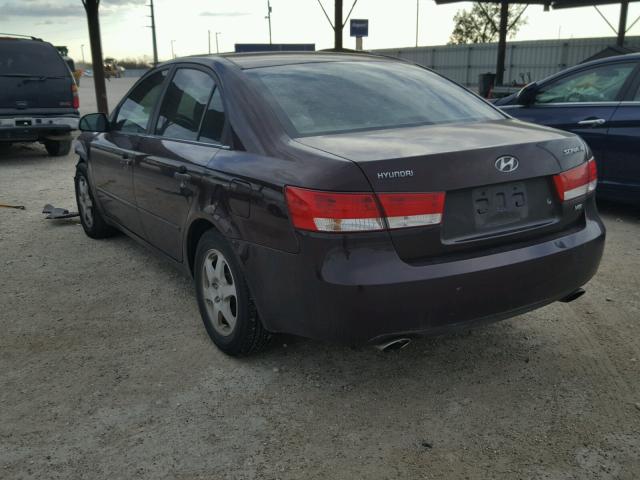 5NPEU46F66H113797 - 2006 HYUNDAI SONATA GLS PURPLE photo 3