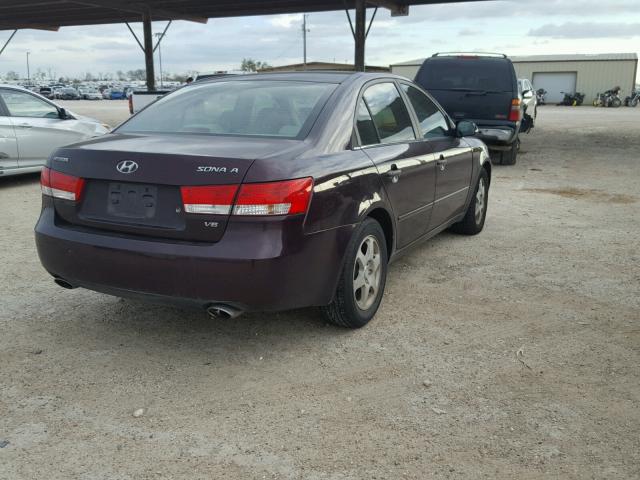 5NPEU46F66H113797 - 2006 HYUNDAI SONATA GLS PURPLE photo 4