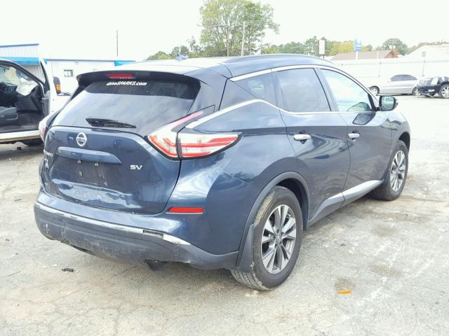 5N1AZ2MG4FN290635 - 2015 NISSAN MURANO S BLUE photo 4