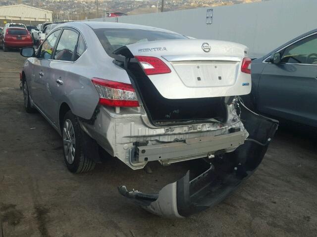 3N1AB7AP8EL695330 - 2014 NISSAN SENTRA S SILVER photo 3