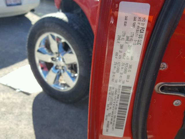 1C6RR7LG3FS713526 - 2015 RAM 1500 SLT წითელი ფოტო 10