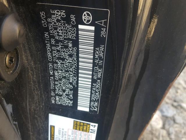 JTKDE177750049496 - 2005 TOYOTA SCION TC 黑色 照片 10