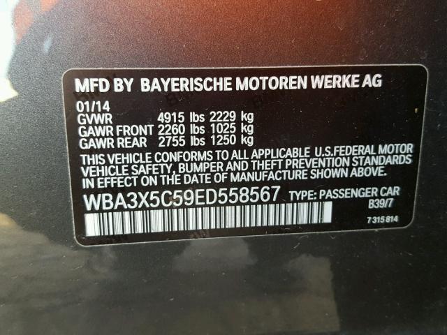 WBA3X5C59ED558567 - 2014 BMW 328 XIGT GRAY photo 10