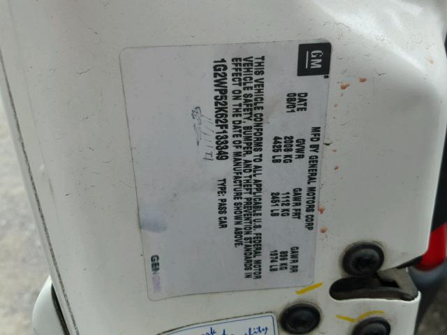 1G2WP52K62F133349 - 2002 PONTIAC GRAND PRIX თეთრი ფოტო 10