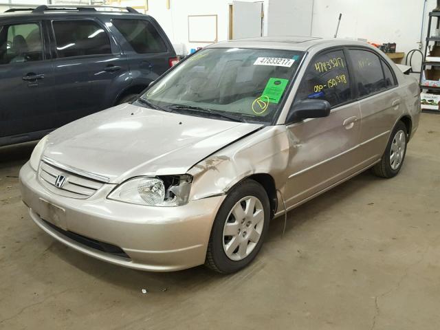 1HGES25762L000511 - 2002 HONDA CIVIC EX GOLD photo 2