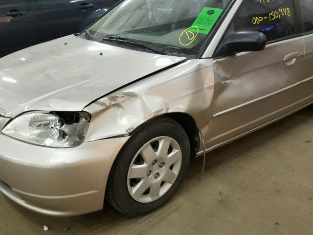 1HGES25762L000511 - 2002 HONDA CIVIC EX GOLD photo 9