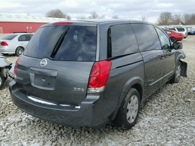 5N1BV28U54N307343 - 2004 NISSAN QUEST S GRAY photo 4