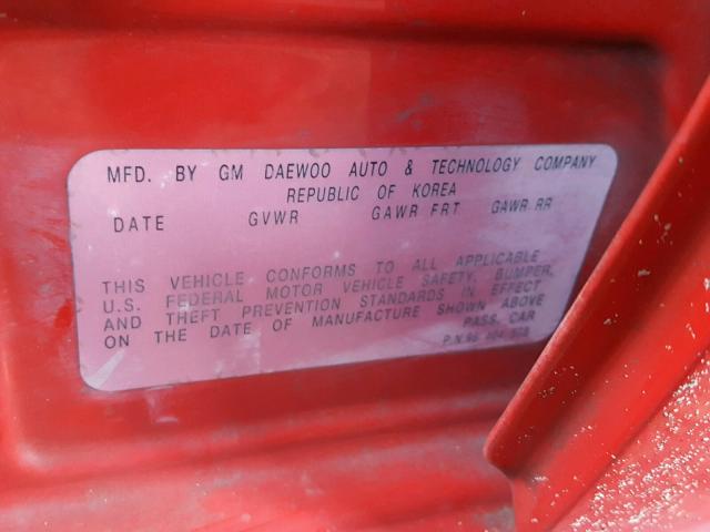 KL1TD62695B457270 - 2005 CHEVROLET AVEO BASE Կարմիր լուսանկար 10