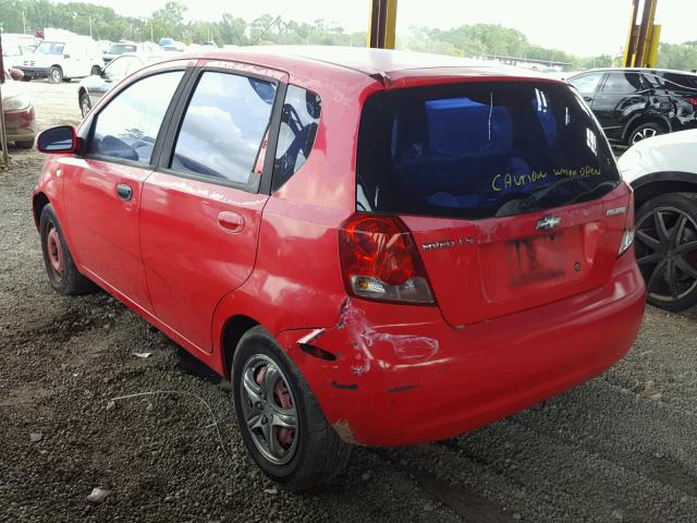 KL1TD62695B457270 - 2005 CHEVROLET AVEO BASE Կարմիր լուսանկար 3