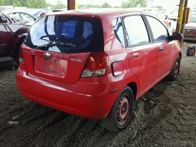 KL1TD62695B457270 - 2005 CHEVROLET AVEO BASE Կարմիր լուսանկար 4