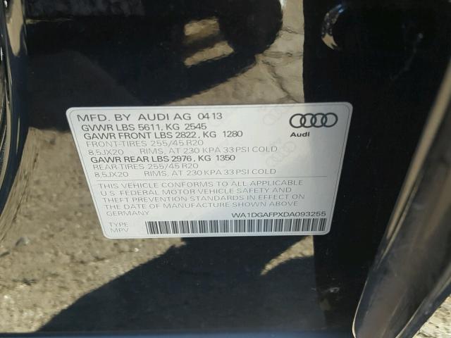 WA1DGAFPXDA093255 - 2013 AUDI Q5 PREMIUM BLACK photo 10