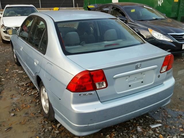 JHMES96665S001440 - 2005 HONDA CIVIC HYBR BLUE photo 3