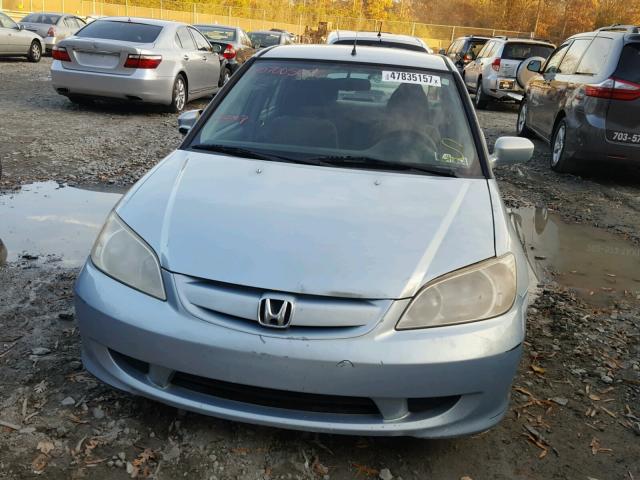 JHMES96665S001440 - 2005 HONDA CIVIC HYBR BLUE photo 9