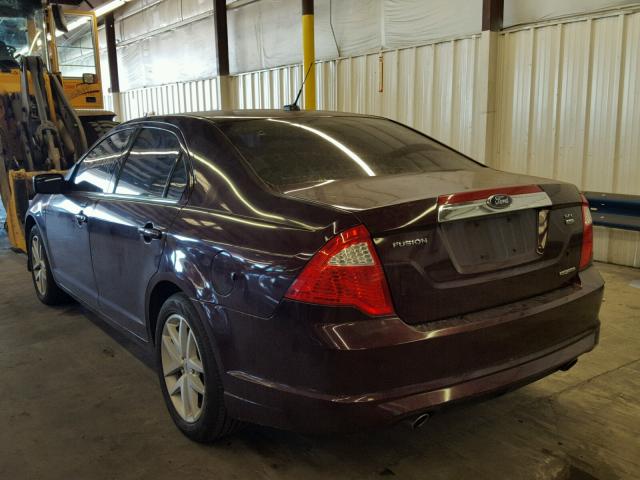 3FAHP0CG0CR226315 - 2012 FORD FUSION SEL MAROON photo 3