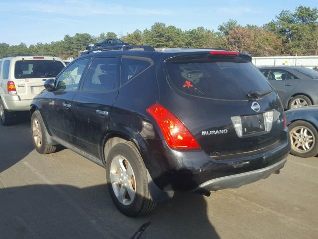 JN8AZ08W24W301606 - 2004 NISSAN MURANO SL BLACK photo 3